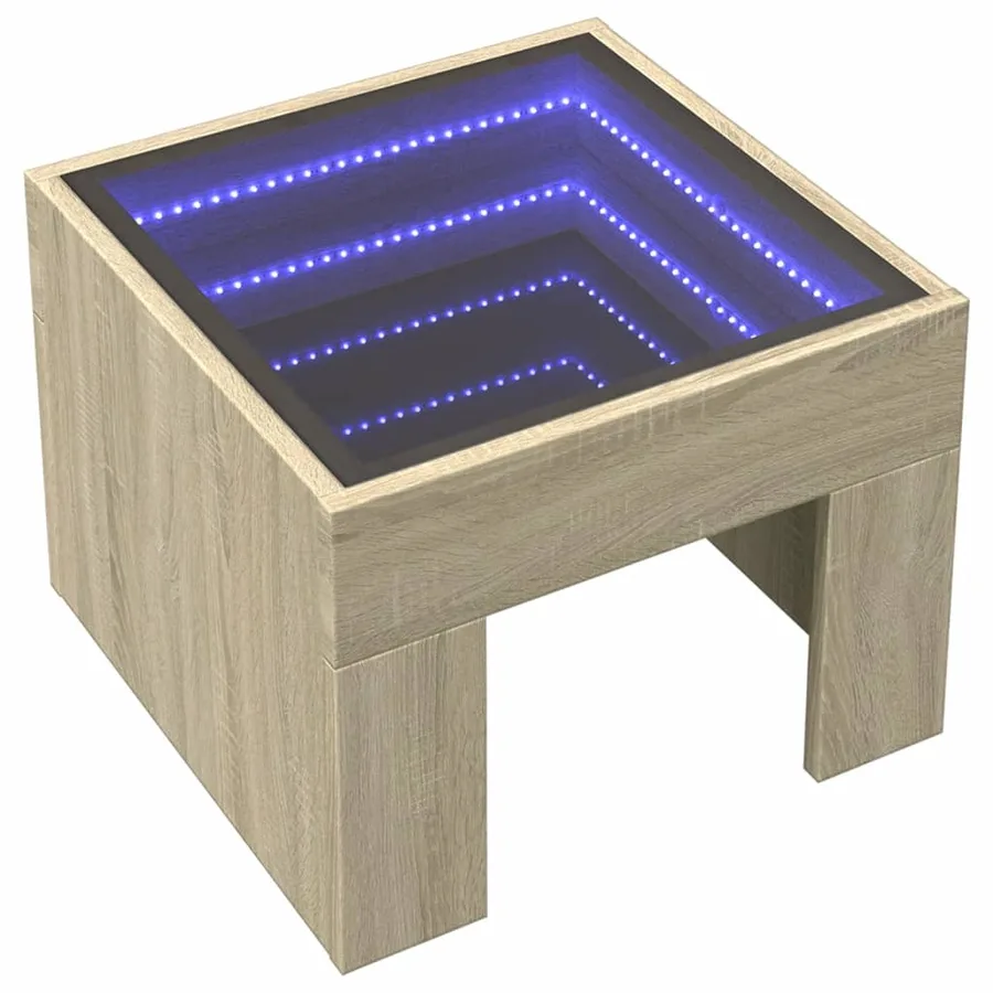 Table de chevet avec LED infini chêne sonoma 40x40x30 cm - 3