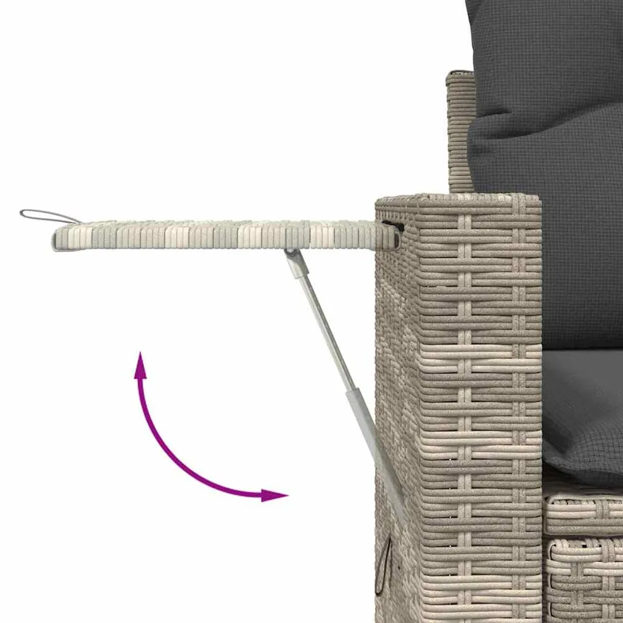 Salon de jardin avec coussins 7 pcs gris clair résine tressée - 8
