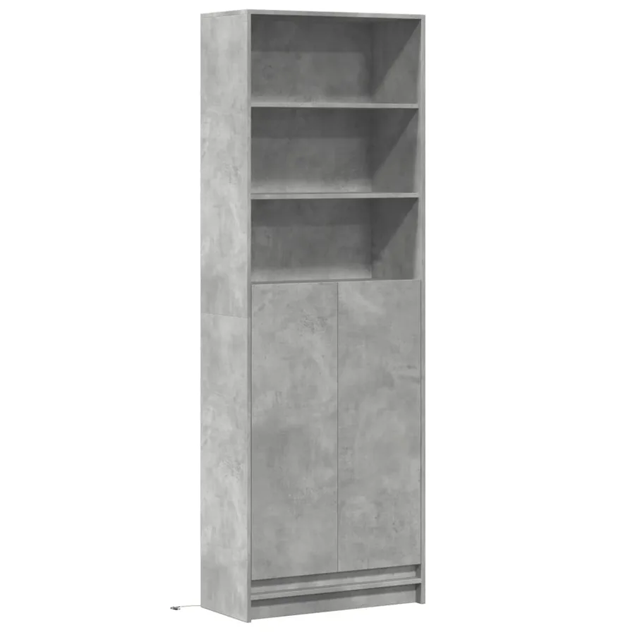 Buffet haut avec LED gris béton 69x32,5x200cm bois d’ingénierie - 3