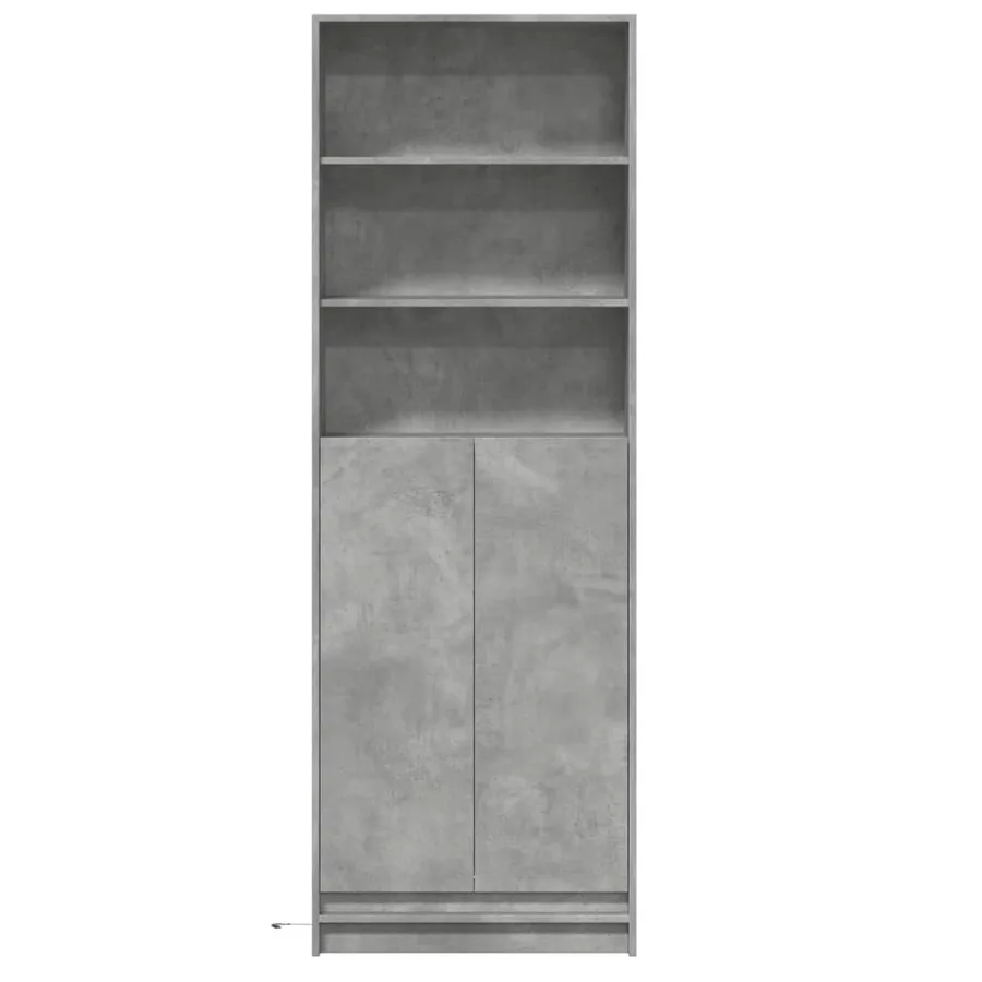 Buffet haut avec LED gris béton 69x32,5x200cm bois d’ingénierie - 6