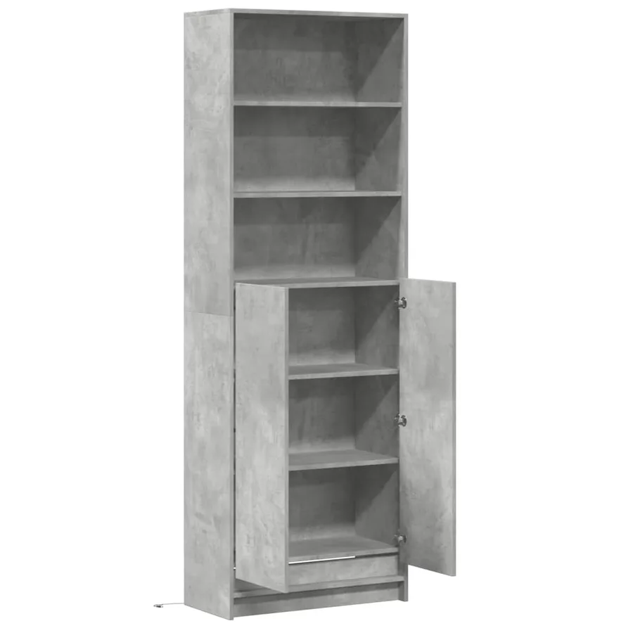 Buffet haut avec LED gris béton 69x32,5x200cm bois d’ingénierie - 9