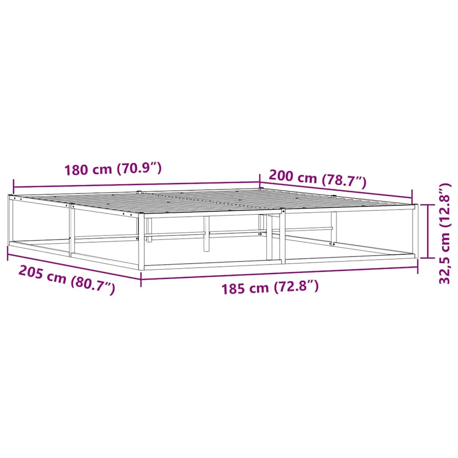 Cadre de lit sans matelas blanc 180x200 cm métal - 8