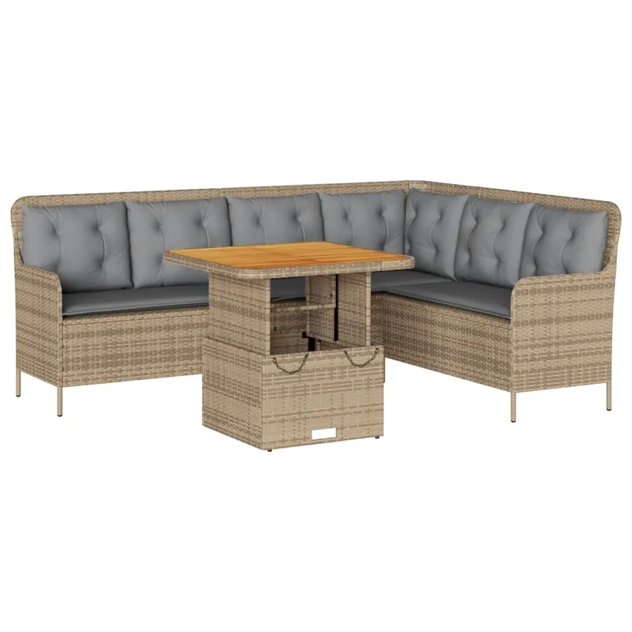 Salon de jardin avec coussins 2 pcs beige résine tressée - 2