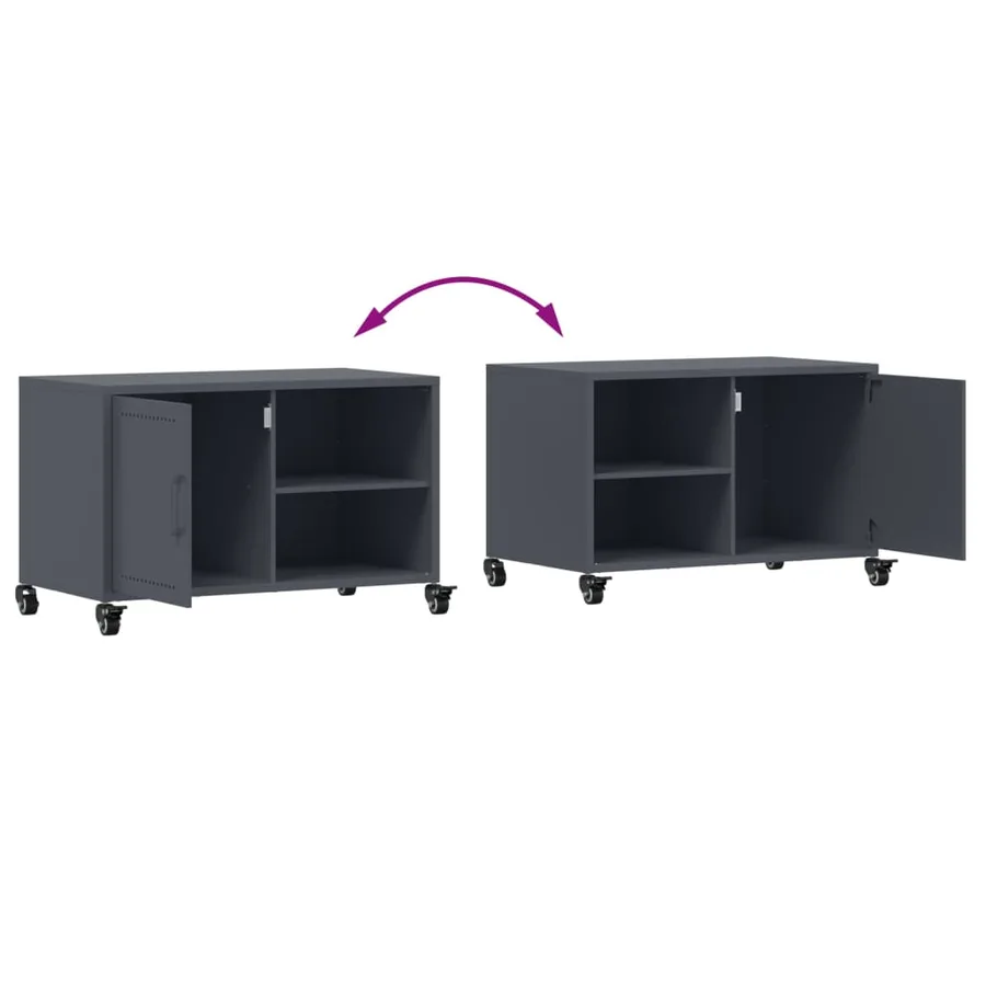 Meuble TV anthracite 68x39x43,5 cm acier - 10