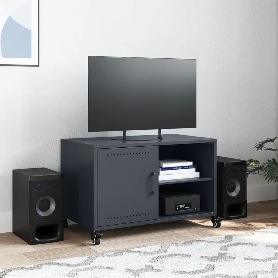 Meuble TV anthracite 68x39x43,5 cm acier - 3
