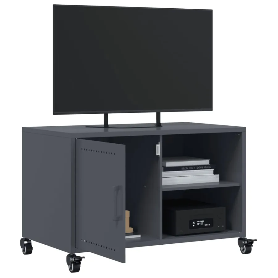 Meuble TV anthracite 68x39x43,5 cm acier - 5