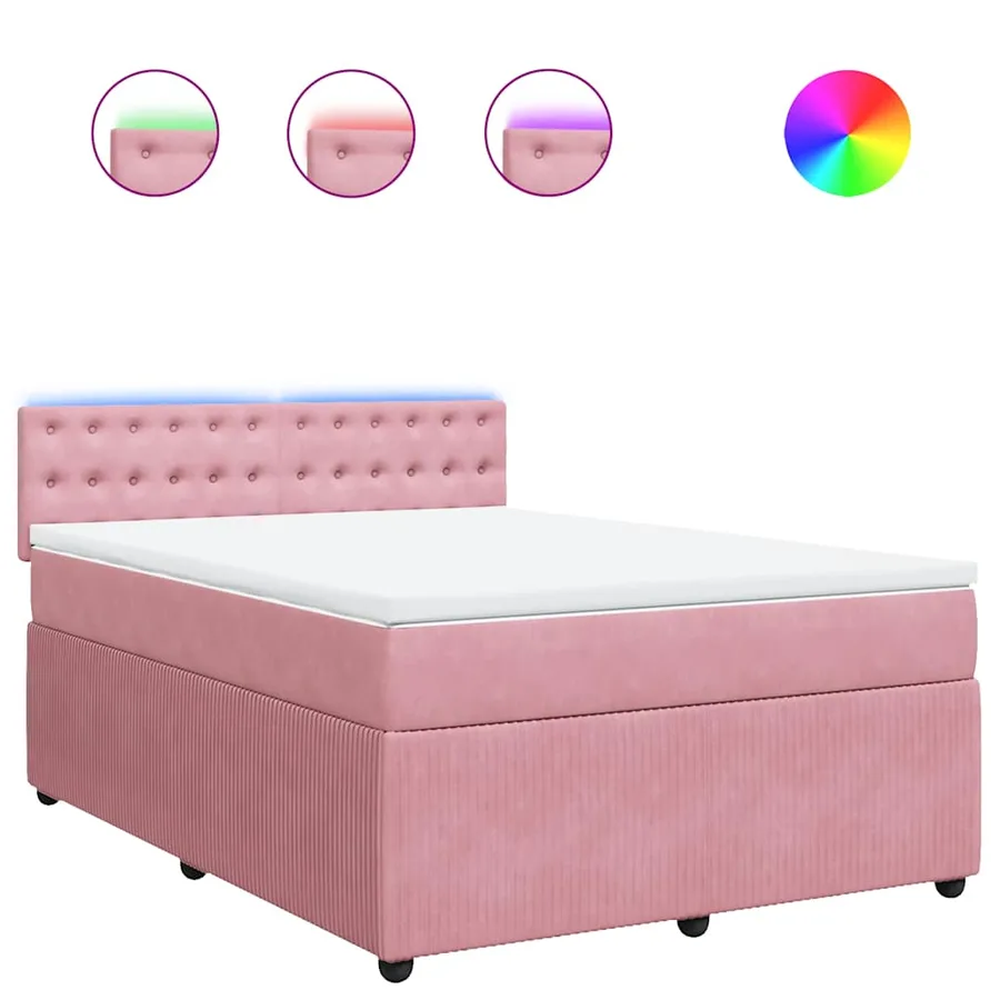 Sommier à lattes de lit avec matelas Rose 140x200 cm Velours - 2