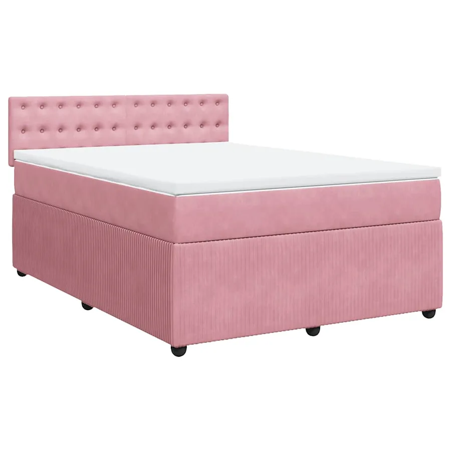 Sommier à lattes de lit avec matelas Rose 140x200 cm Velours - 3
