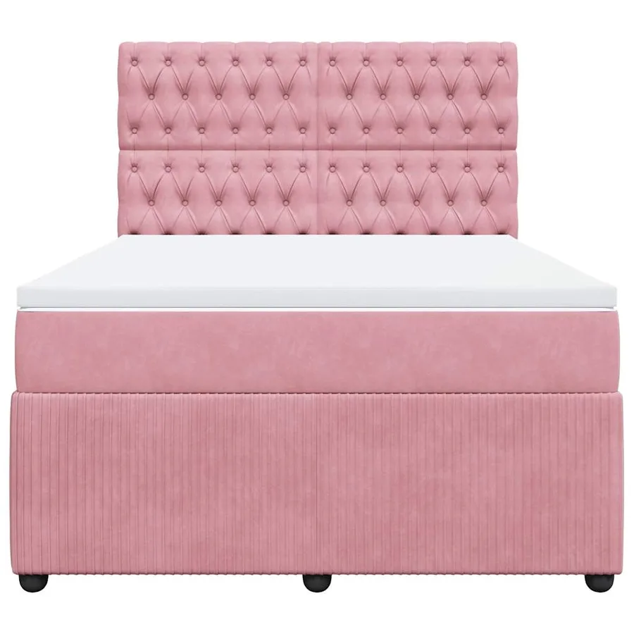 Sommier à lattes de lit avec matelas Rose 140x200 cm Velours - 4