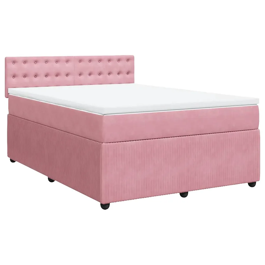 Sommier à lattes de lit avec matelas Rose 140x200 cm Velours - 2