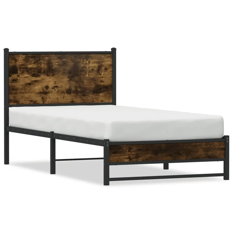 Cadre de lit en métal sans matelas chêne fumé 90x200 cm - 2
