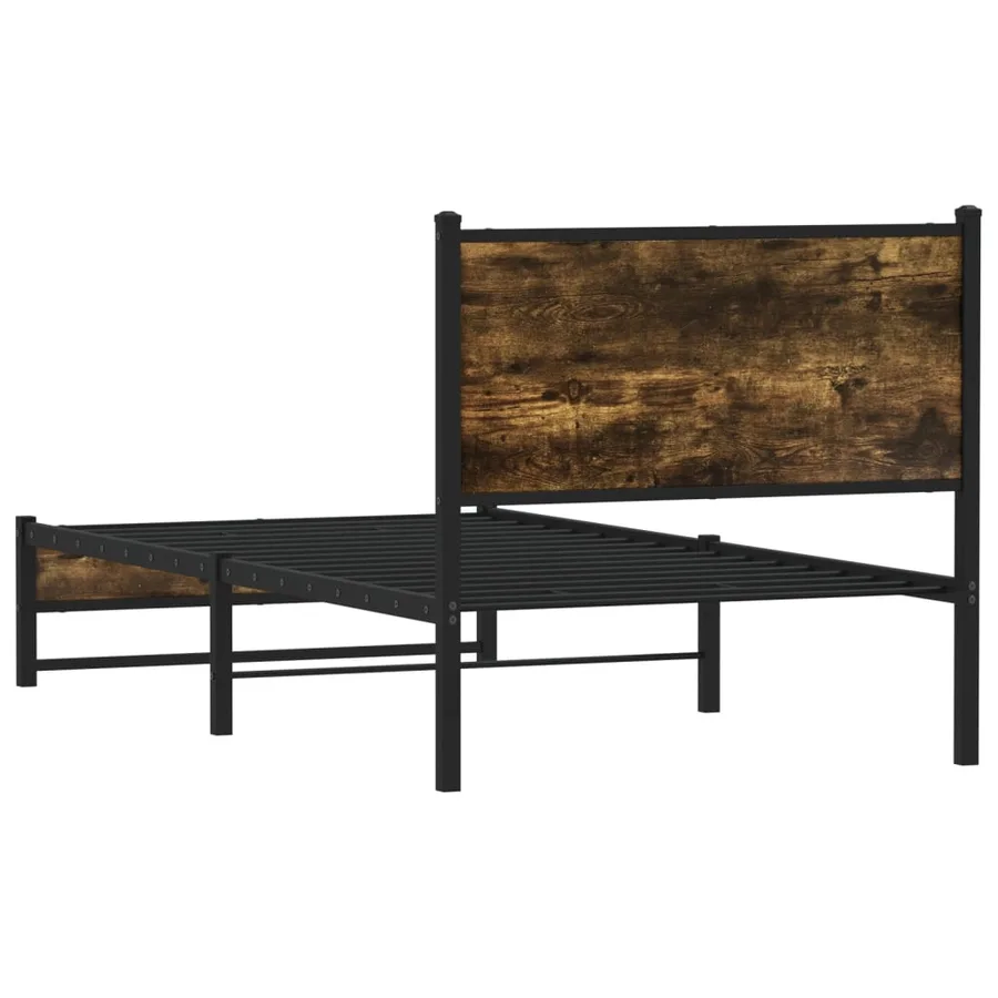 Cadre de lit en métal sans matelas chêne fumé 90x200 cm - 7