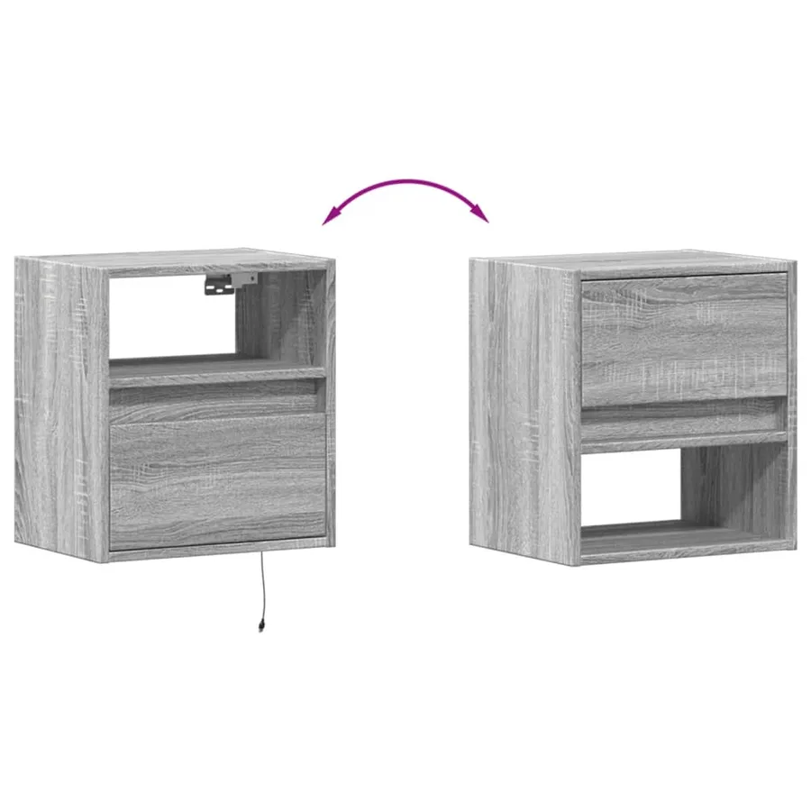 Meubles TV muraux et lumières LED 2 pcs sonoma gris 41x31x45 cm - 10