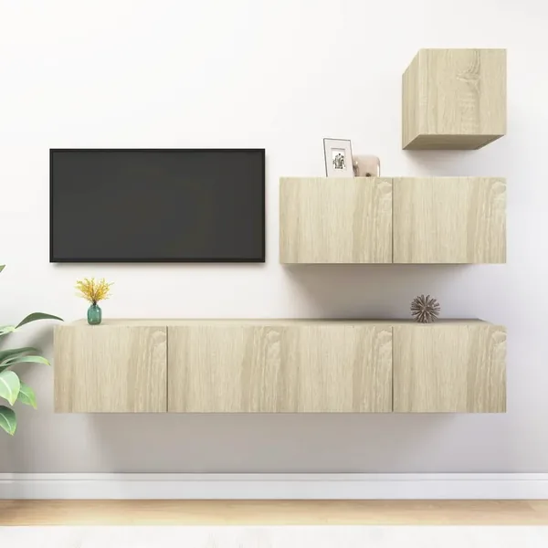 Ensemble de meubles TV 4 pcs Chêne sonoma Bois d'ingénierie