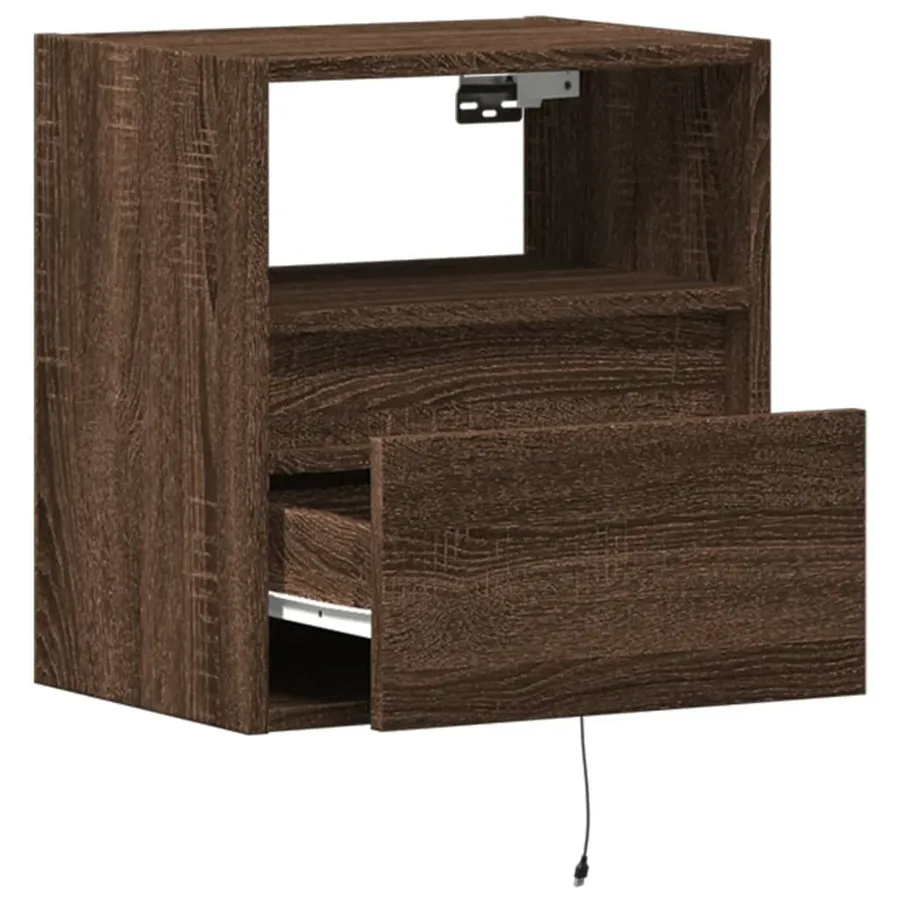 Meubles TV muraux lumières LED 2 pcs chêne marron 41x31x45 cm - 9