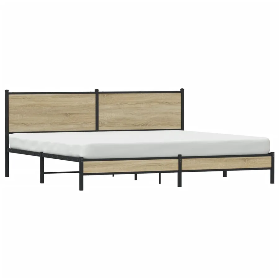 Cadre de lit en métal sans matelas chêne sonoma 200x200 cm - 3