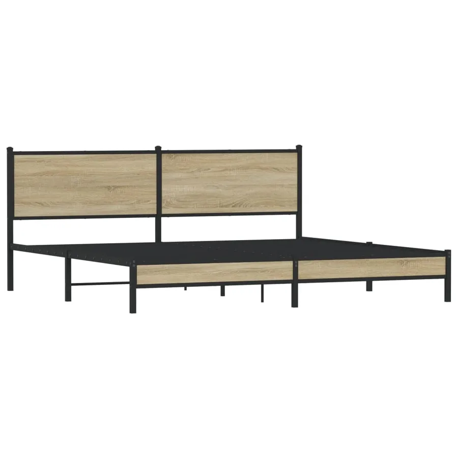 Cadre de lit en métal sans matelas chêne sonoma 200x200 cm - 4