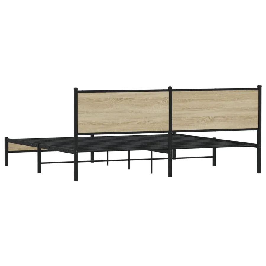 Cadre de lit en métal sans matelas chêne sonoma 200x200 cm - 7