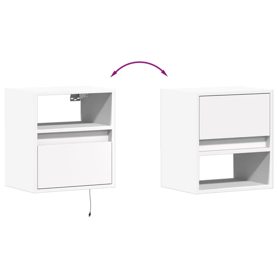 Tables de chevet murales avec lumières LED 2 pcs blanc - 10