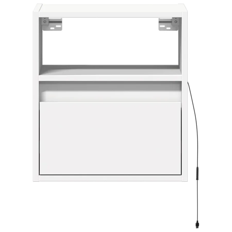 Tables de chevet murales avec lumières LED 2 pcs blanc - 6