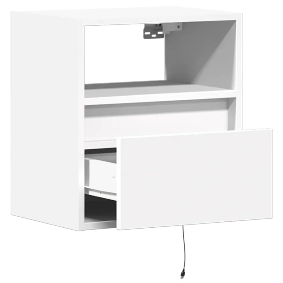 Tables de chevet murales avec lumières LED 2 pcs blanc - 9