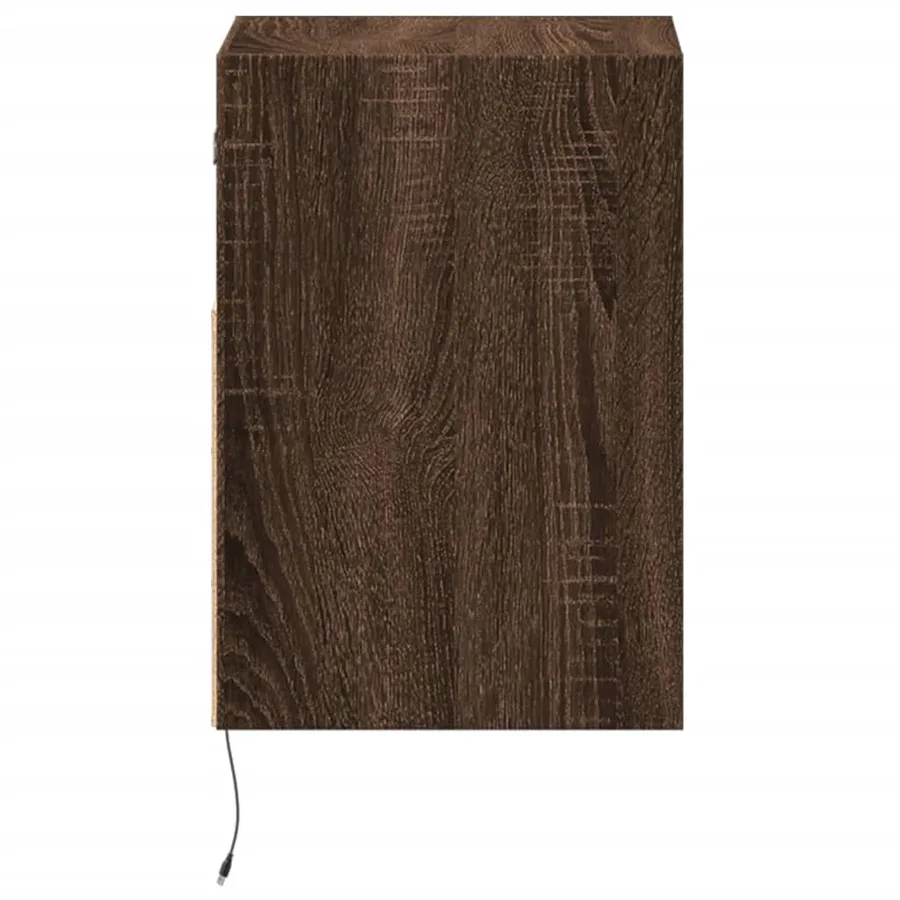 Tables de chevet murales avec lumières LED 2 pcs chêne marron - 7