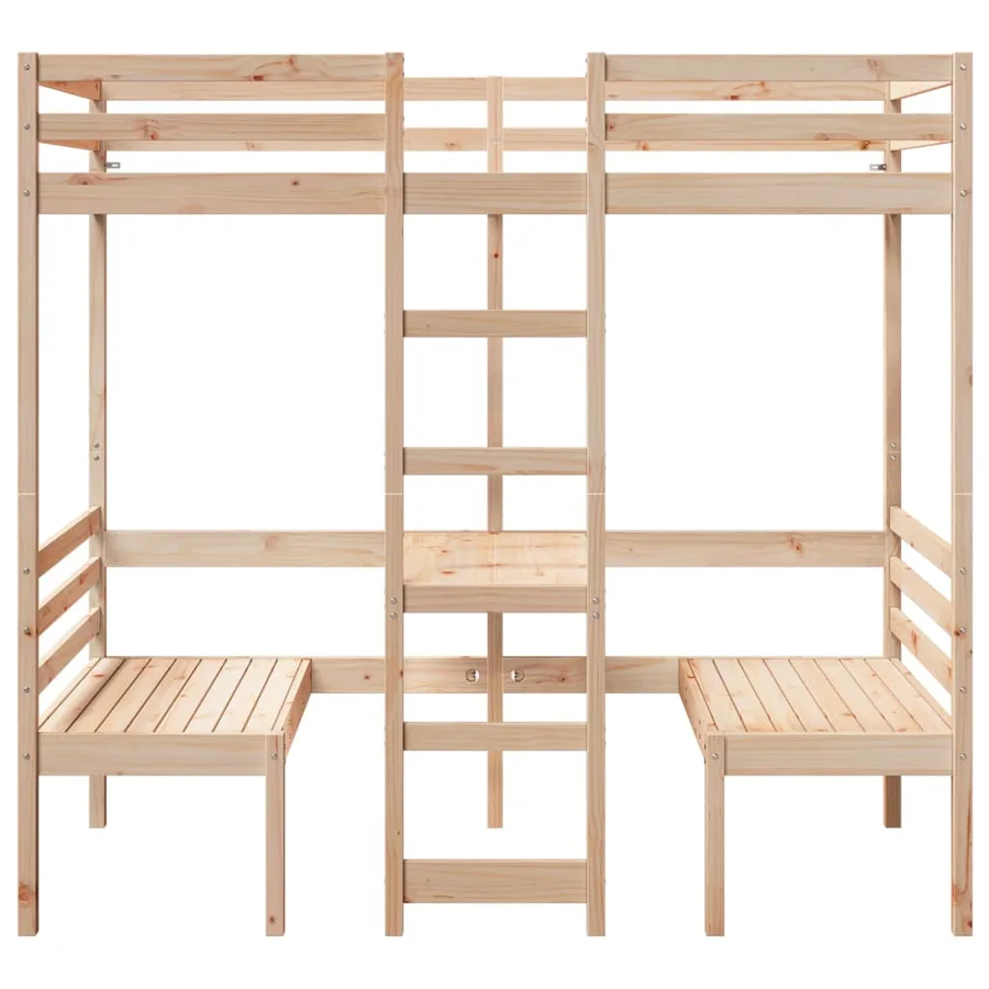 Lit mezzanine avec bureau et chaises 80x200 cm pin massif - 5