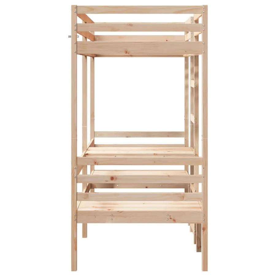 Lit mezzanine avec bureau et chaises 80x200 cm pin massif - 6