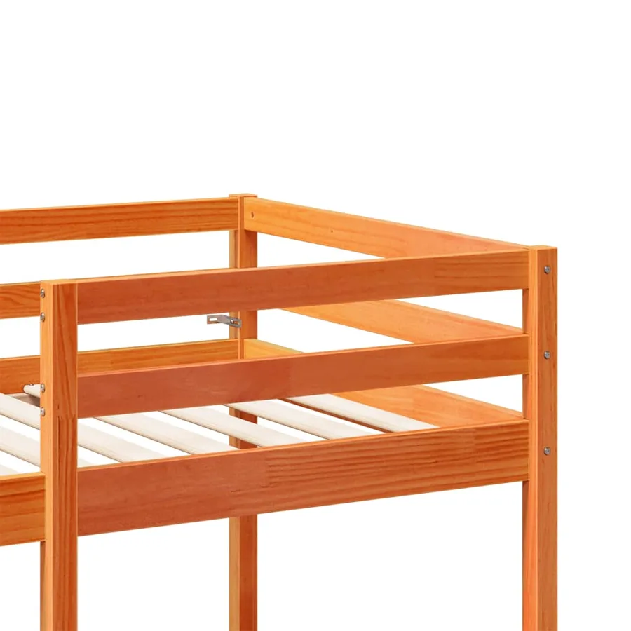 Lit mezzanine avec bureau et chaises brun cire 90x190 cm pin - 8