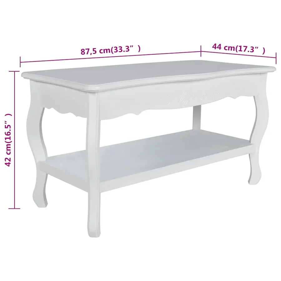 Table basse 2 couches MDF Blanc - 6