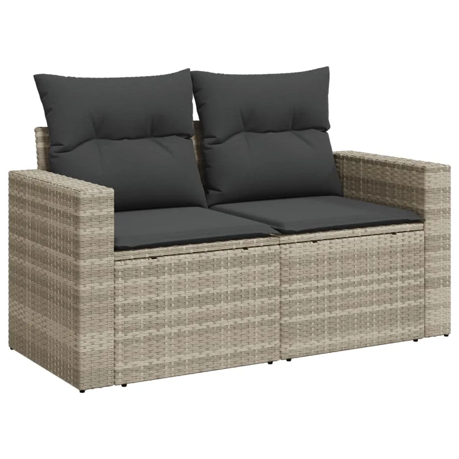 Salon de jardin 11 pcs avec coussins gris clair résine tressée - 4