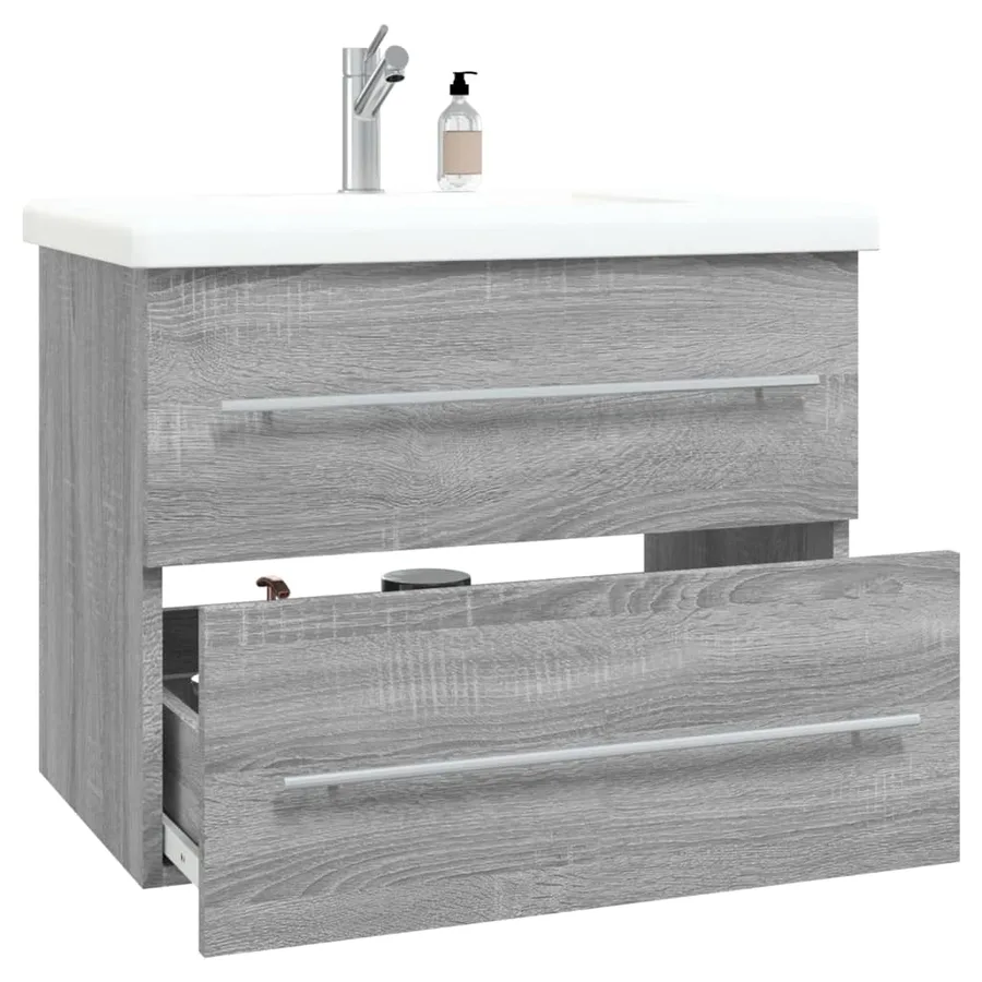 Armoire de lavabo Sonoma gris 60x38,5x48 cm Bois d'ingénierie - 7
