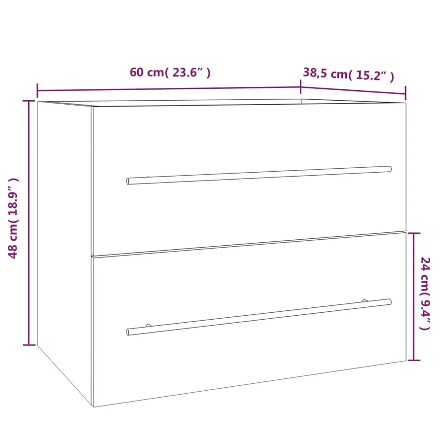 Armoire de lavabo Sonoma gris 60x38,5x48 cm Bois d'ingénierie - 9