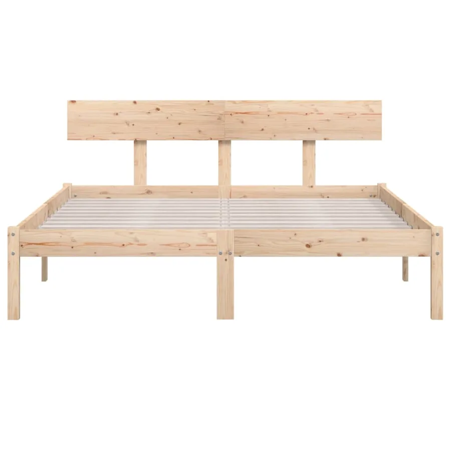 Cadre de lit sans matelas bois massif 140x190 cm - 4