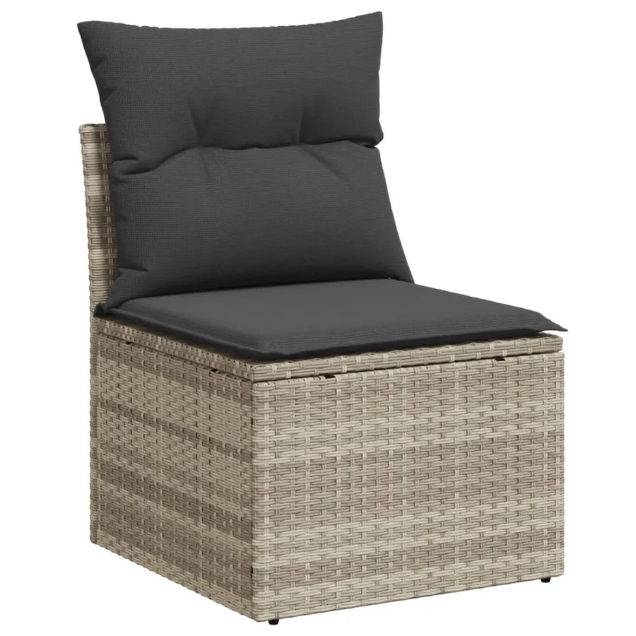 Salon de jardin avec coussins 7 pcs gris clair résine tressée - 6