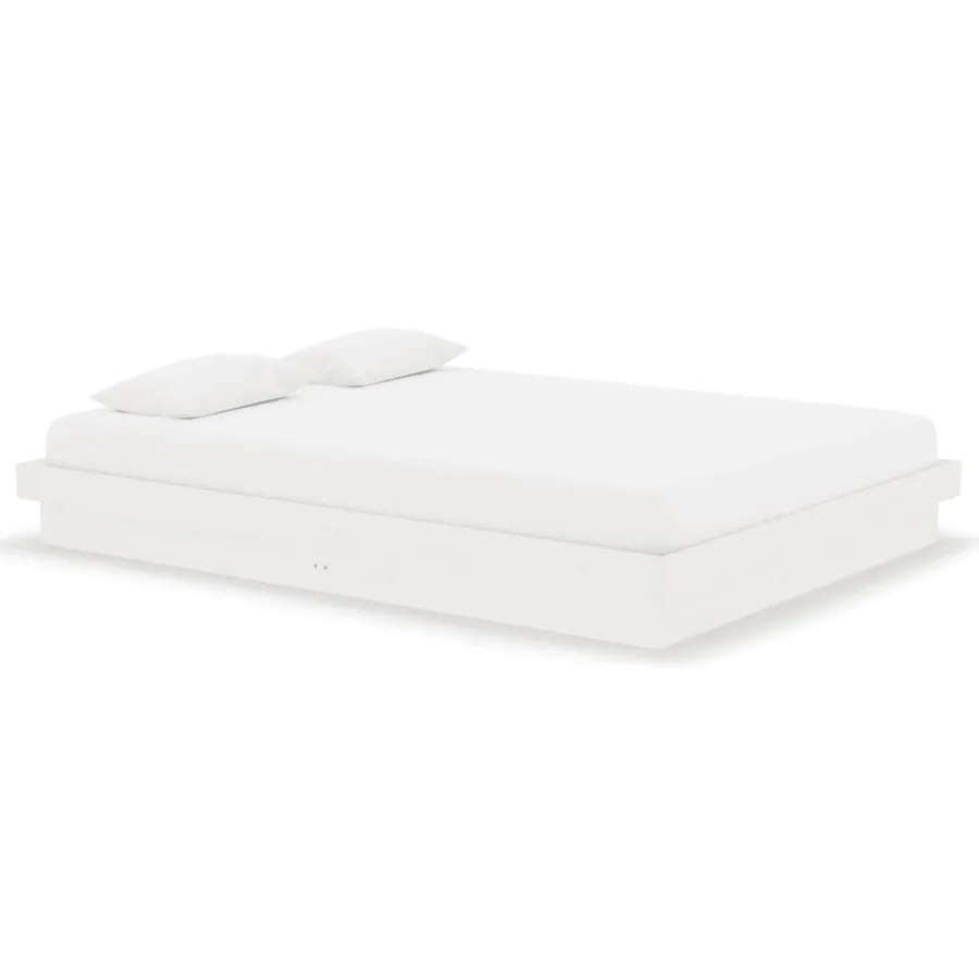 Cadre de lit sans matelas blanc bois massif 140x190 cm - 2