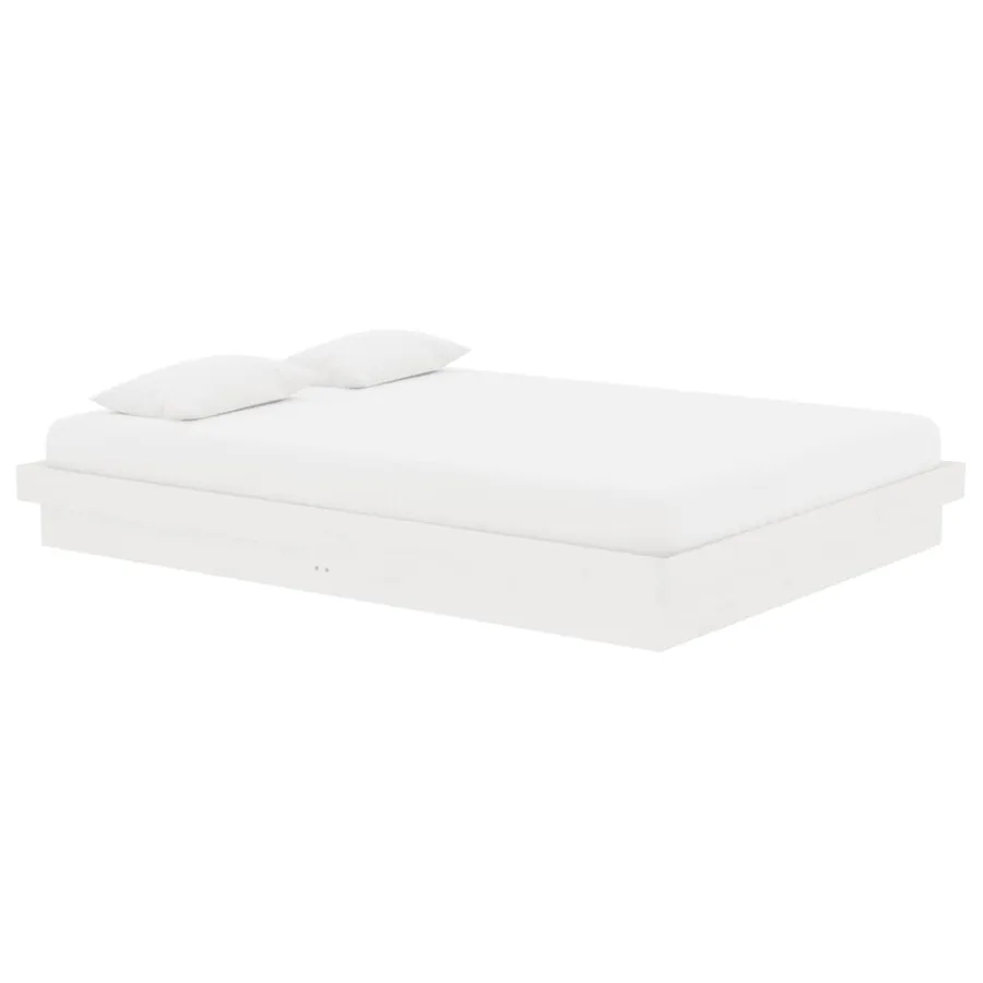 Cadre de lit sans matelas blanc bois massif 140x190 cm - 4