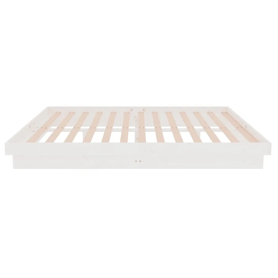 Cadre de lit sans matelas blanc bois massif 140x190 cm - 7