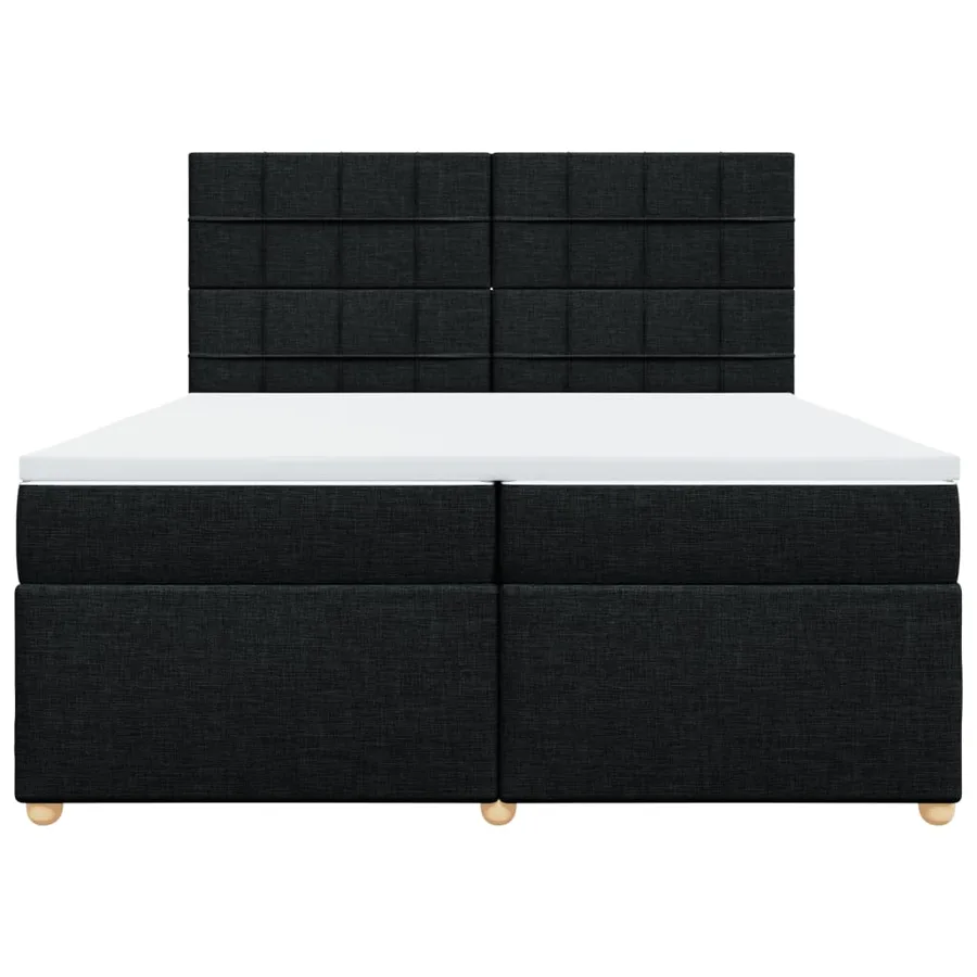 Sommier à lattes de lit avec matelas Noir 200x200 cm Tissu - 4