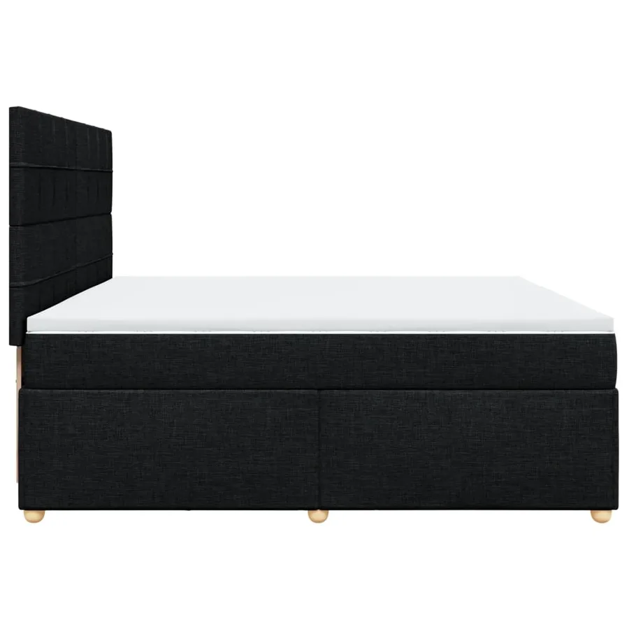 Sommier à lattes de lit avec matelas Noir 200x200 cm Tissu - 5