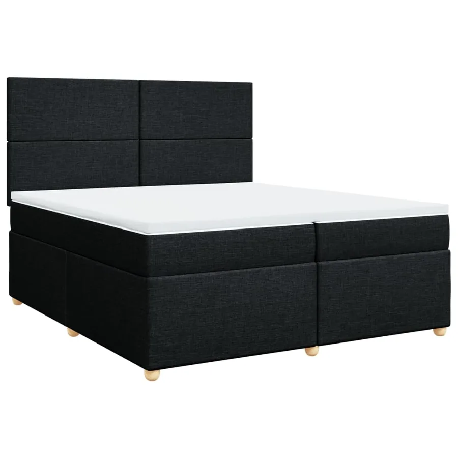Sommier à lattes de lit avec matelas Noir 200x200 cm Tissu - 2