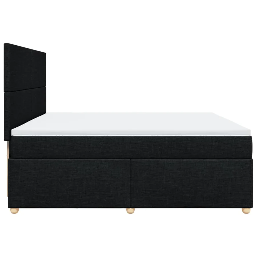 Sommier à lattes de lit avec matelas Noir 200x200 cm Tissu - 5