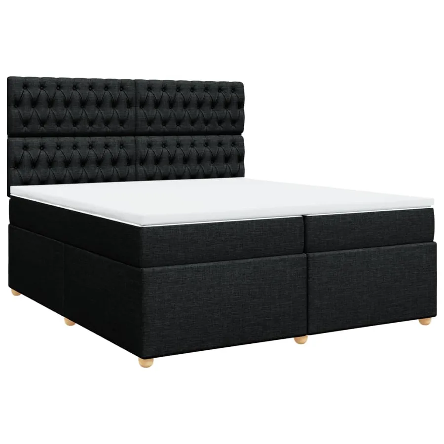 Sommier à lattes de lit avec matelas Noir 200x200 cm Tissu - 2