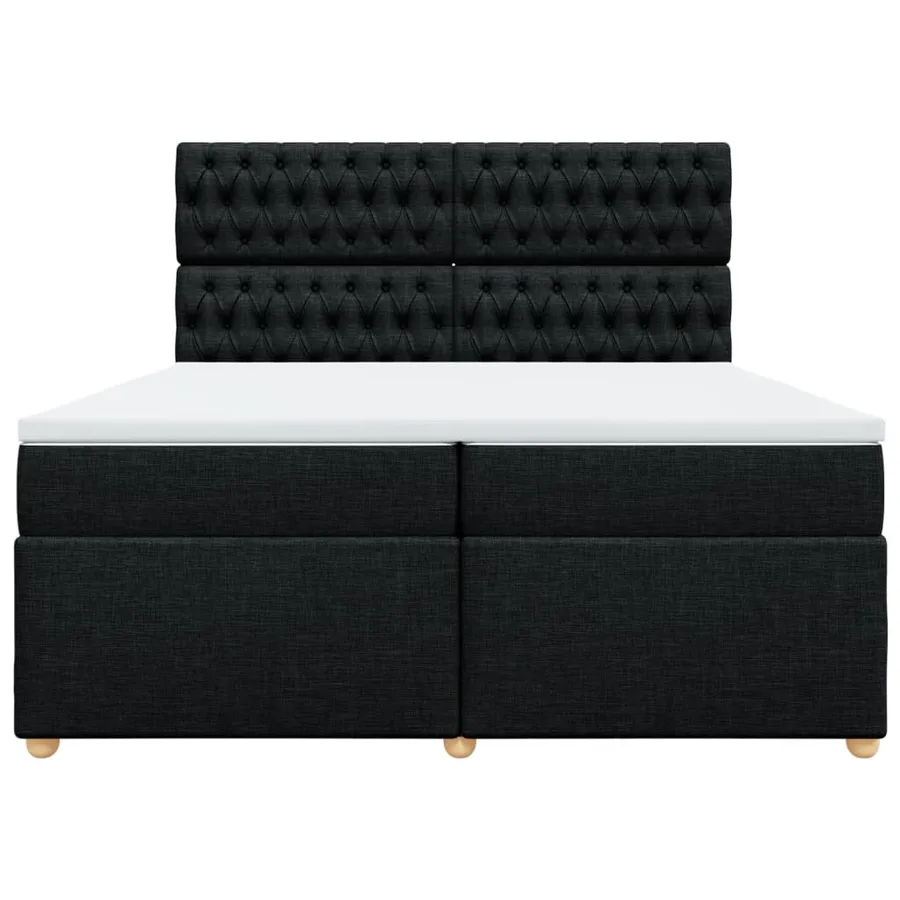 Sommier à lattes de lit avec matelas Noir 200x200 cm Tissu - 4