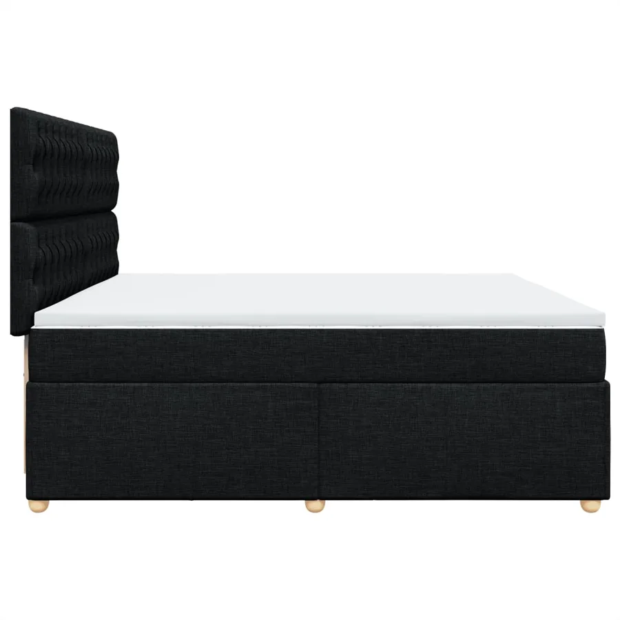 Sommier à lattes de lit avec matelas Noir 200x200 cm Tissu - 5