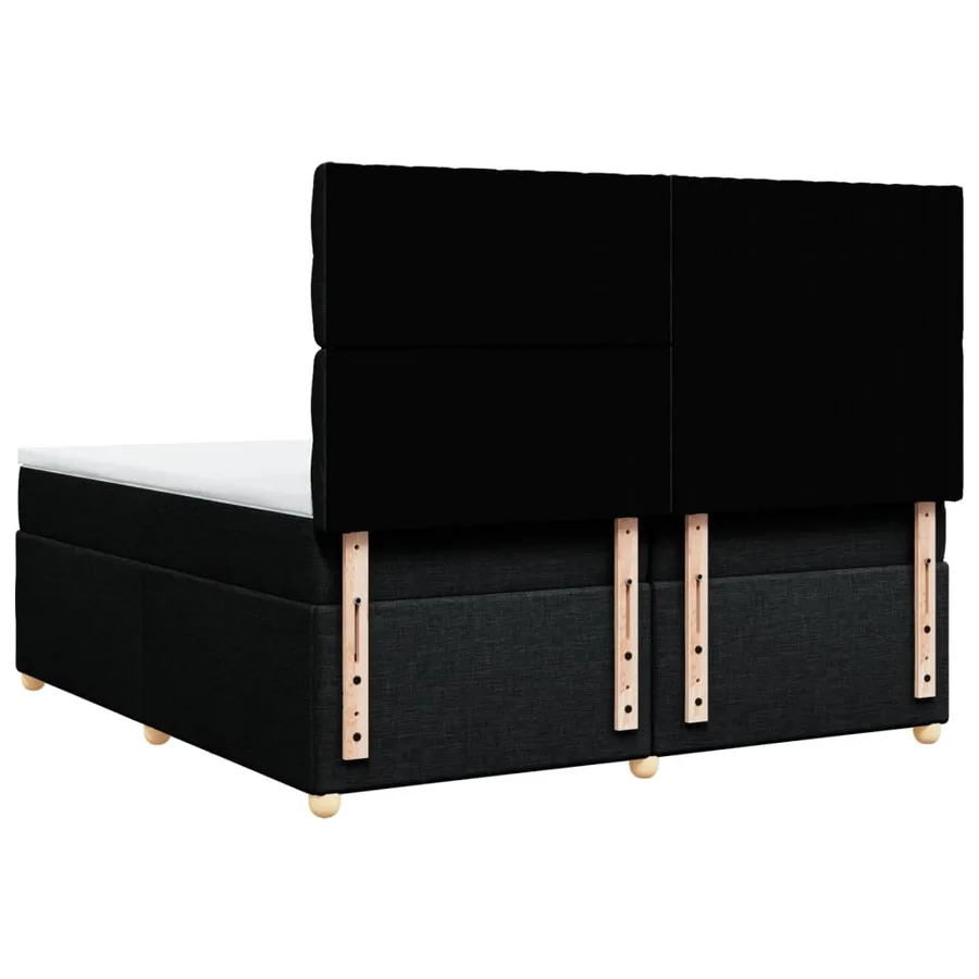 Sommier à lattes de lit avec matelas Noir 200x200 cm Tissu - 6