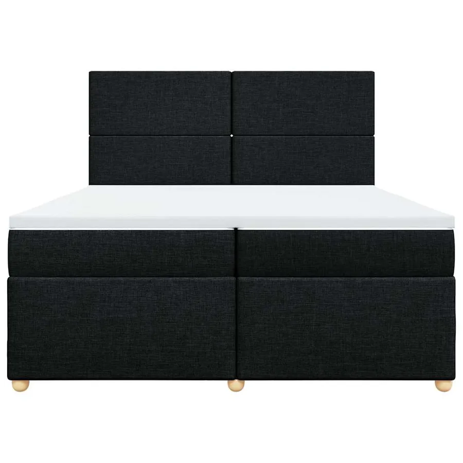 Sommier à lattes de lit avec matelas Noir 200x200 cm Tissu - 6
