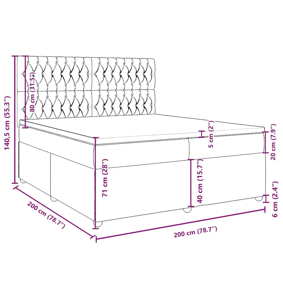 Sommier à lattes de lit avec matelas Noir 200x200 cm Tissu - 18