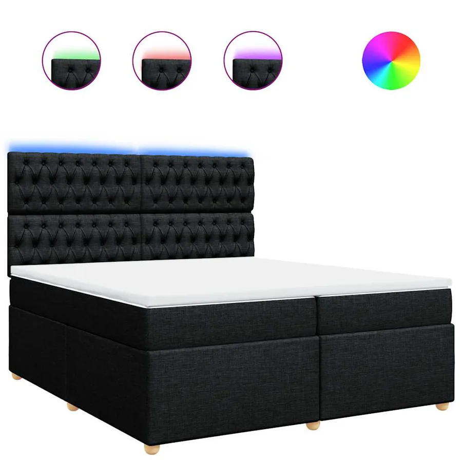 Sommier à lattes de lit avec matelas Noir 200x200 cm Tissu - 2