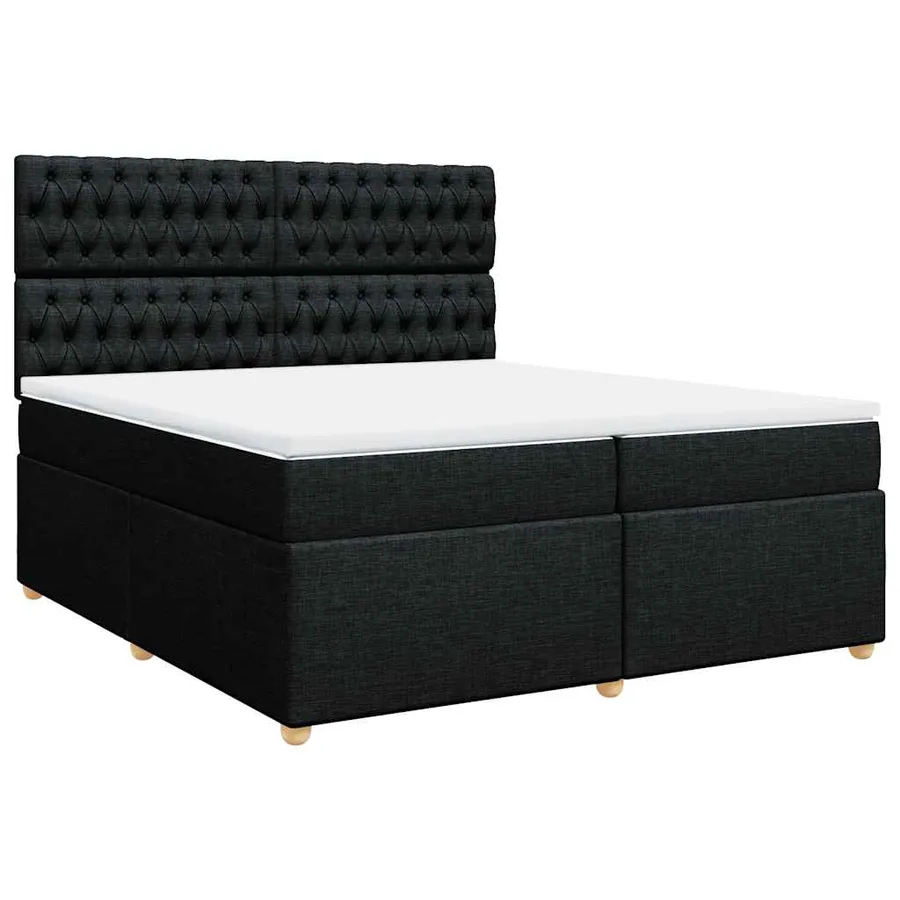 Sommier à lattes de lit avec matelas Noir 200x200 cm Tissu - 3
